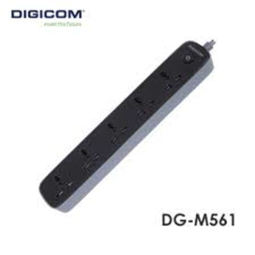 DIGICOM DG-M561 EXTENSION SOCKET 05 PORT | SINGLE SWITCH WITH LED INDICATOR | 10A | 2500W | 2M CORD | CHILD SAFETY SUTTER
